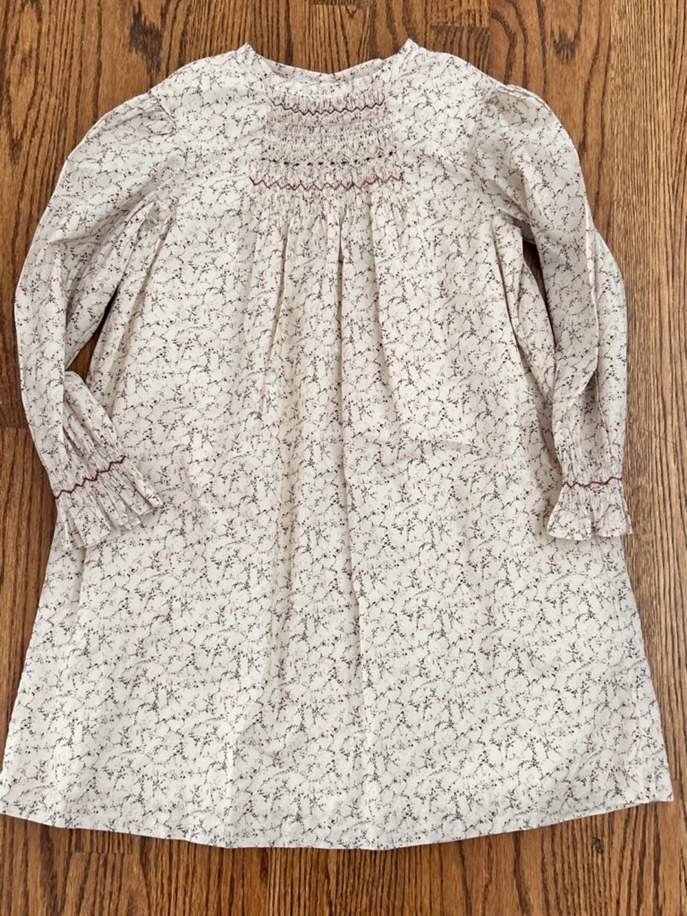 Bonpoint Floral Smocked Dress Long Sleeve Girls Classic Parisian size 10